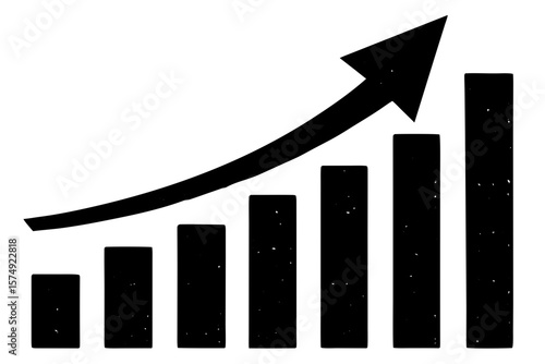 Growth chart with arrow business success silhouette vector illustration