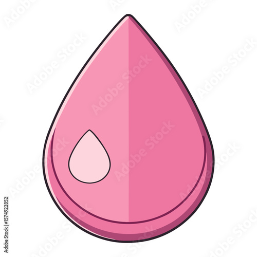 Pink drop with lighter pink inner shape liquid water