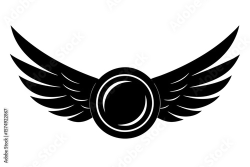 Elegant emblem with wings graphic element silhouette vector illustration