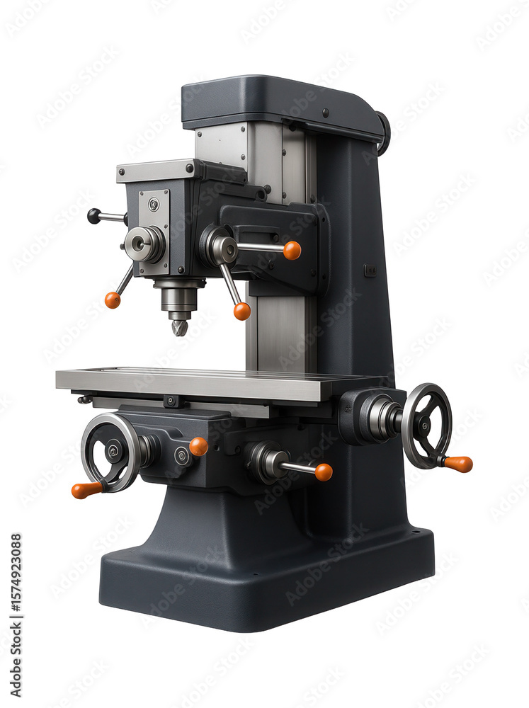 Fototapeta premium Universal milling machine featuring a wide base and rigid column for stability during machining in a shipbuilding yard