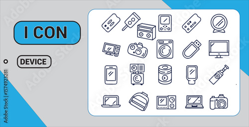 Device icons vector set technology gadgets electronics communication equipment digital media collection design