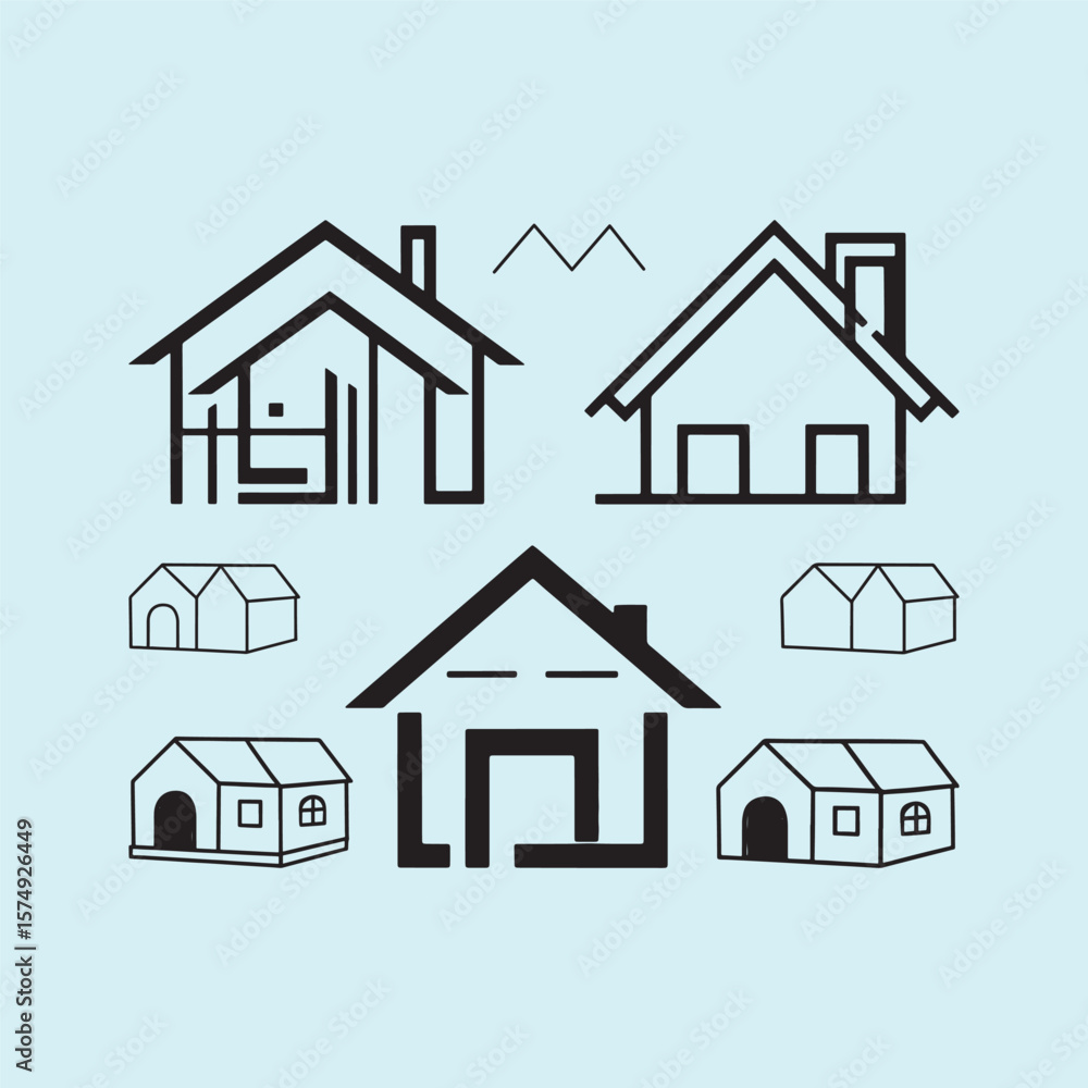 A set of house icons, icon, set, house, vector, home, building, symbol, sign, illustration, line, apartment, outline, business, estate, construction, design, architecture, property, rent, residential, A set of house icons, icon, set, house, vector, home, building, symbol, sign, illustration, line, apartment, outline, business, estate, construction, design, architecture, property, rent, residential,