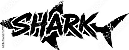 Shark graphic vector illustration of a shark shape with shark text for t shirt design and logo design