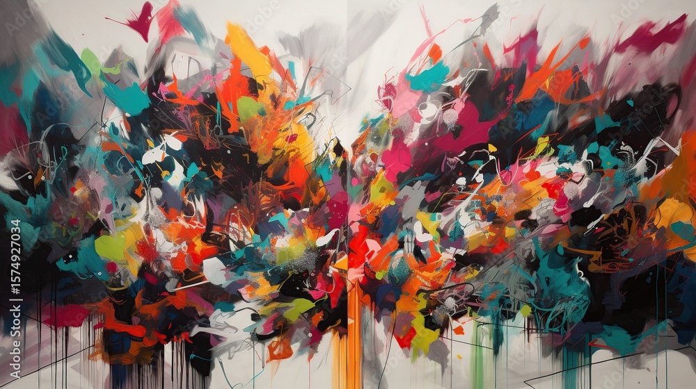Naklejka premium Abstract Colorful Canvas Painting.