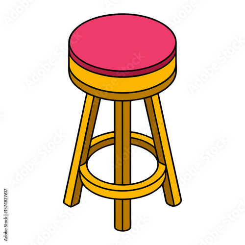 Pink and yellow stool with wooden legs bar stool furniture