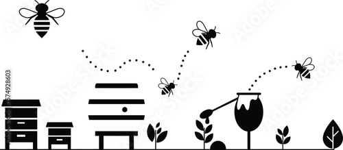 Minimalist Honey Production Vector
