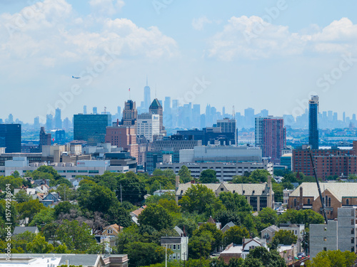 Newark skyline with NYC in the distance