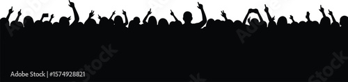 Illustration of Minimalist vector design of concert audience crowd by a world-class graphic designer. black and white,  no text, minimalist, abstract, clean white bac