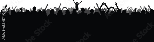 Illustration of Minimalist vector design of concert audience crowd by a world-class graphic designer. black and white,  no text, minimalist, abstract, clean white bac