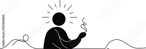 Illustration of Minimalist vector design of creative writing author by a world-class graphic designer. black and white,  no text, minimalist, abstract, clean white ba