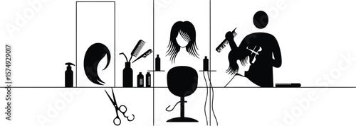 Minimalist Hair Salon Styling Vector Design