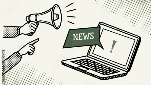 Breaking News Announcement Halftone Illustration Design