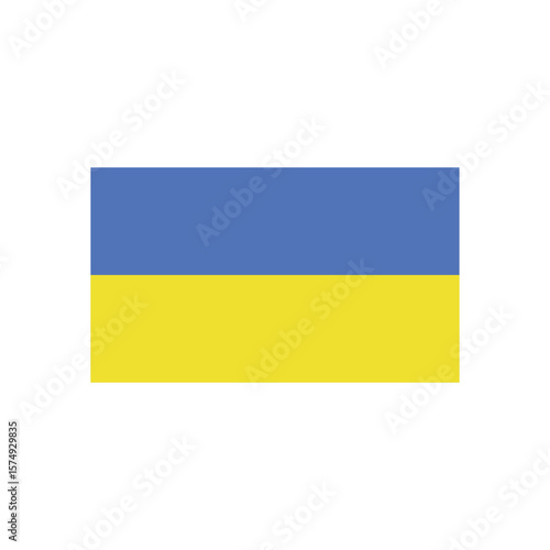 A simple illustration of the ukrainian flag with blue and yellow horizontal bands on a white background