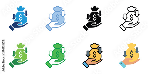 Revenue Stream Icons Set Vector Multiple Style Collection