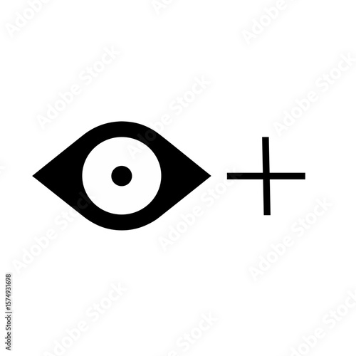 an eye with a plus sign on a transparent background