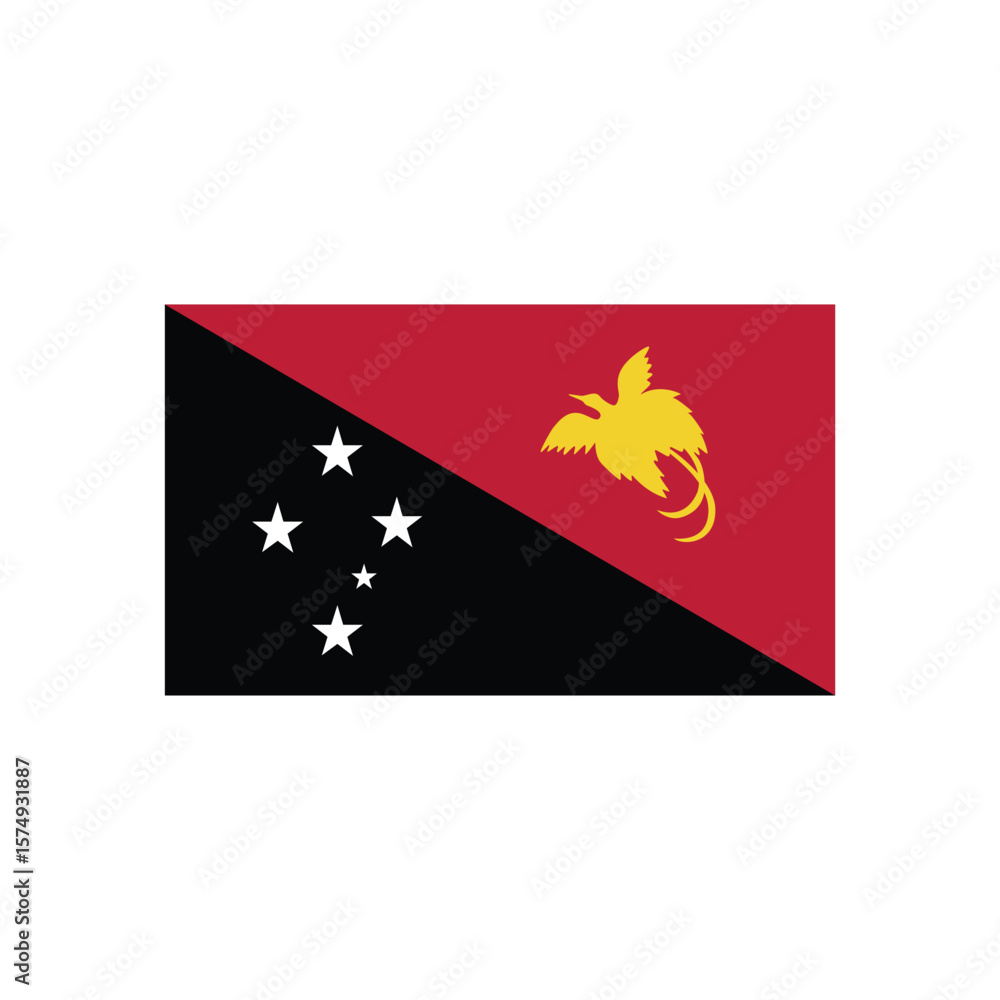 Illustration of the national flag of papua new guinea featuring a bird and five stars on a rectangle Illustration of the national flag of papua new guinea featuring a bird and five stars on a rectangle