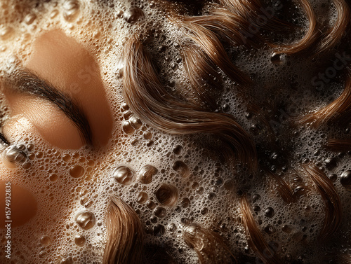 Vivid Detail of Afro Hair Hydration with Soapy Water