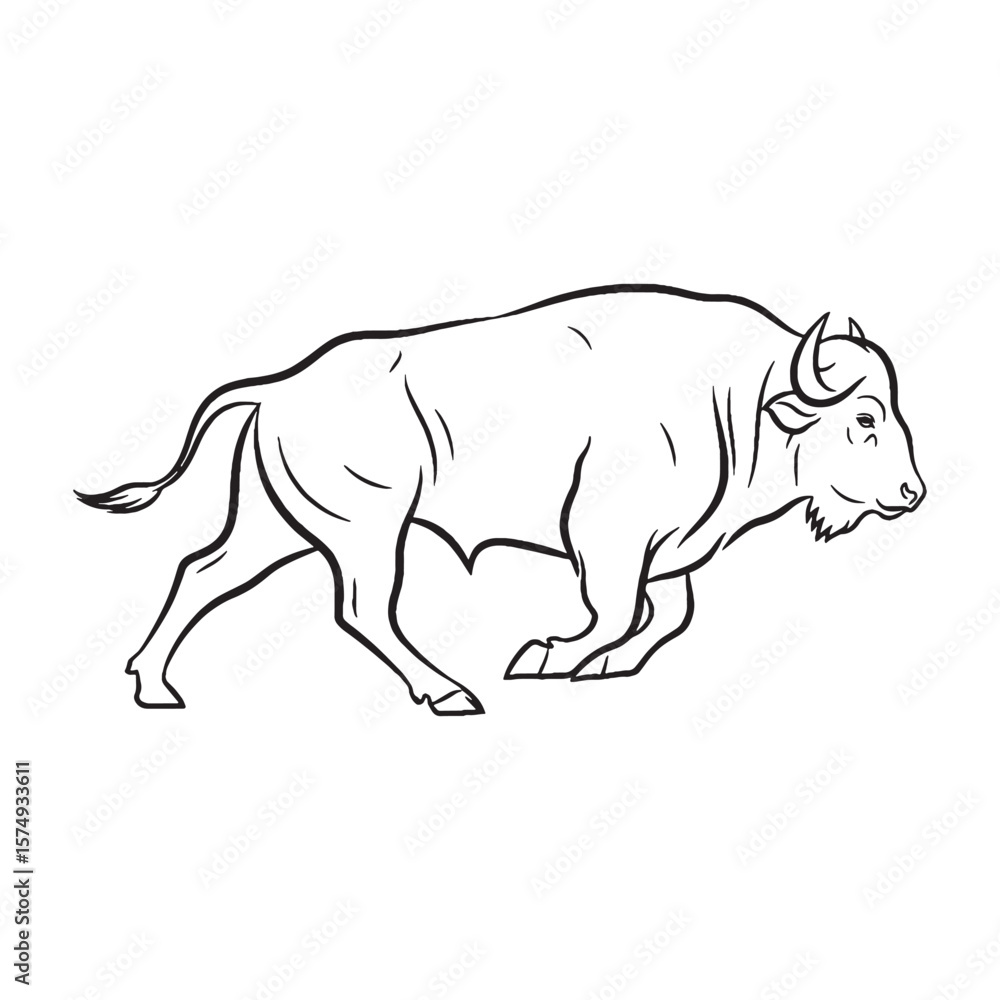 Obraz premium Deep Buffalo Essence - Buffalo vector - Buffalo Line art - Buffalo Drawing - Vector Lineart of Buffalo - Buffalo illustration - pure nature