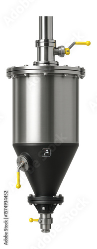 Vertical mixing silo with conical bottom and top-mounted agitator for blending raw materials in a cement plant