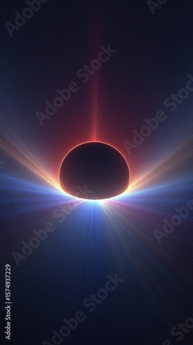 A radiant dark void encircled by vibrant light rays bursting outwards