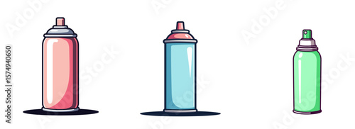 Cooling spray can on sideline in colorful design with shadows  