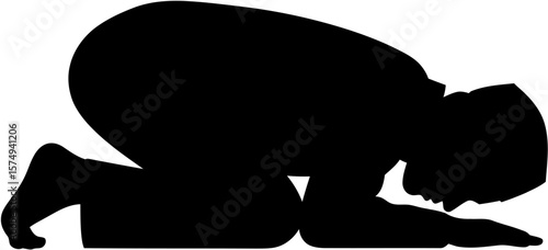 Silhouette of a Person in Prostration A Vector Illustration