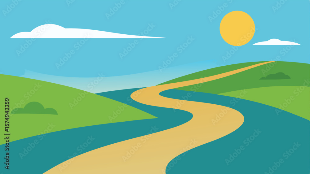 Fototapeta premium landscape with hills and mountains
