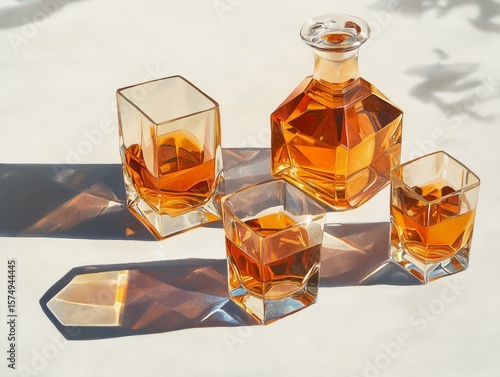 Elegant Glass Decanters Illustration