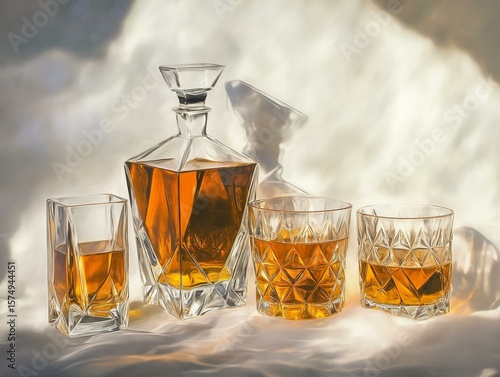 Elegant Glass Decanters Still Life Photo