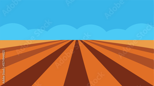 freshly plowed field with neat rows of earth