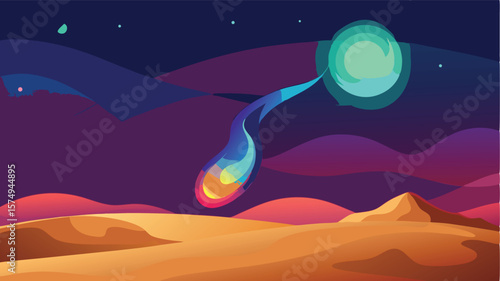 desert landscape with moon