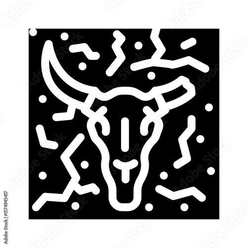 animal skeleton dry polluted land glyph icon vector illustration