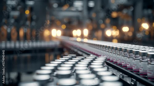 Manufacturing process of vaccines in a modern facility during the day
