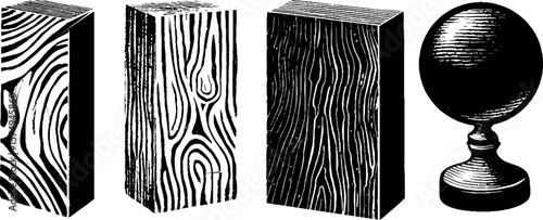 Engraved wooden chests and block designs for decor and art projects