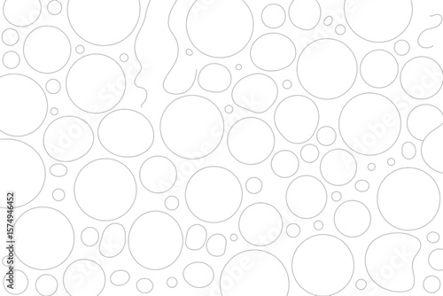 A simple background with many circles of different sizes and a wavy shape on a white background