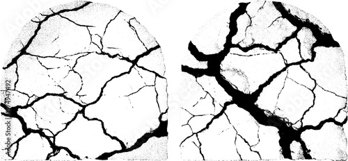 Engraved architectural apse fragments with cracked texture design for poster or card