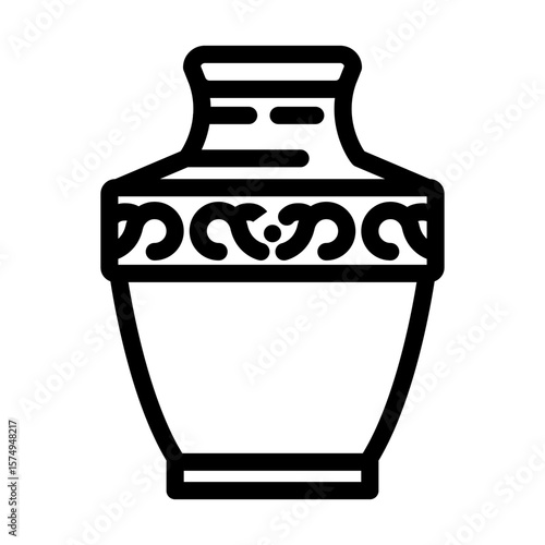 funeral urn mortality line icon vector illustration