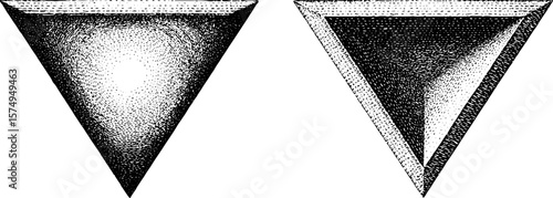 Vintage engraved geometric triangle set for abstract design projects
