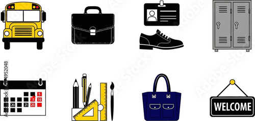 Back to school essentials checklist and supplies for students and teachers vector illustration