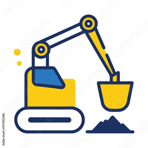 excavator doodle with bucket full