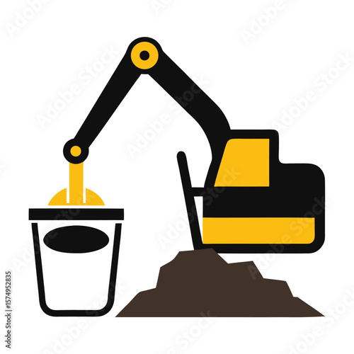 excavator doodle with bucket full