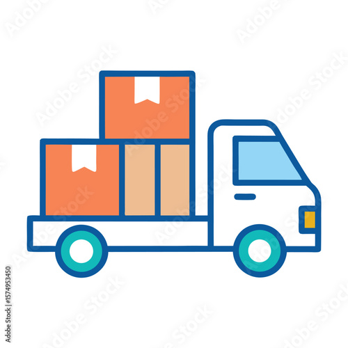 delivery truck unloading packages doodle