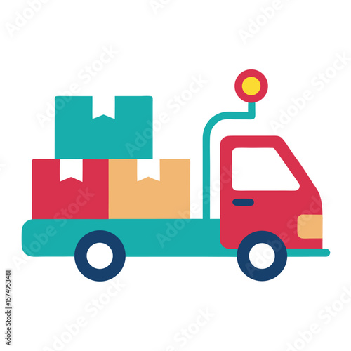 delivery truck unloading packages doodle