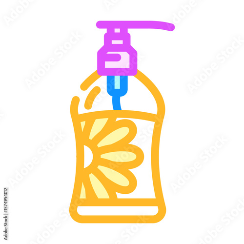 soap bottle floral scent icon color icon vector illustration