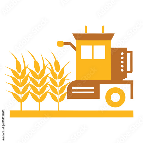 combine harvester sketch harvesting wheat