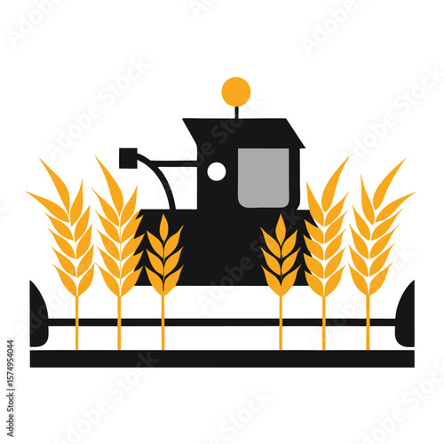 combine harvester sketch harvesting wheat