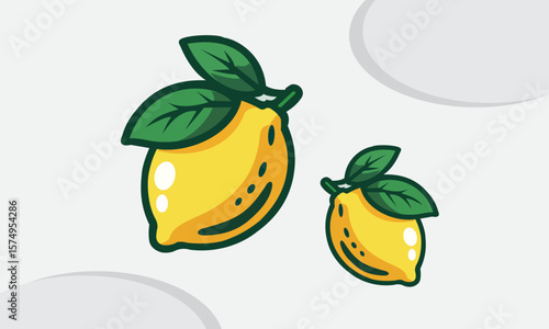 vector illustration of Lemon with green leafs 