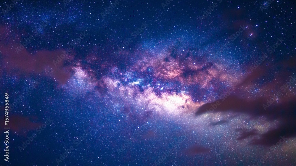 Fototapeta premium Stunning Milky Way Galaxy Night Sky, Deep Space Background for Technology, Astronomy, Dream, Exploration, Future, Wallpaper