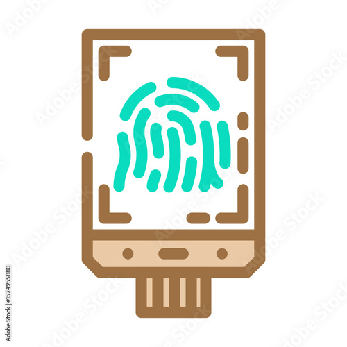 fingerprint sensor module color icon vector illustration