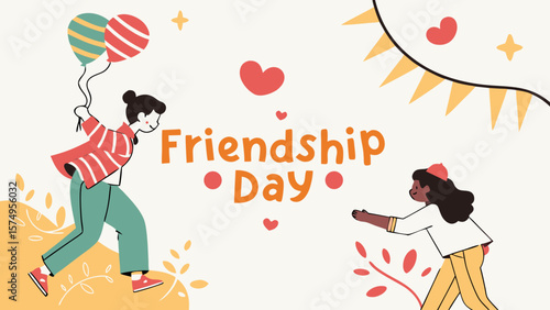 Friendship day celebration with friends and balloons vector illustration design for best friends forever 100